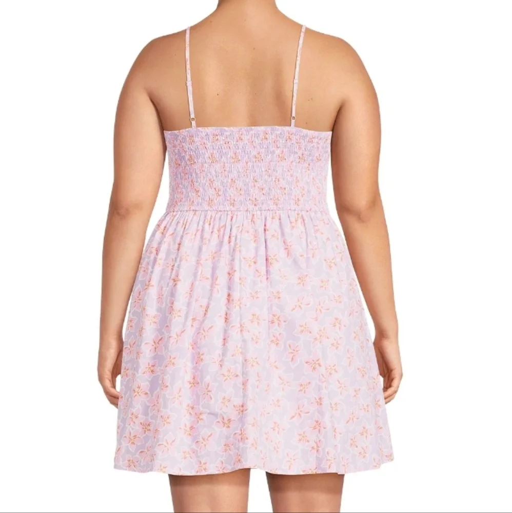 No Boundaries‎ Poplin Pink and Purple Floral Dress Size Large